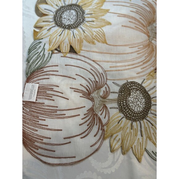 Table Runner Embroidered Pumpkins Sunflowers Polyester  70” Fall - Picture 7 of 7
